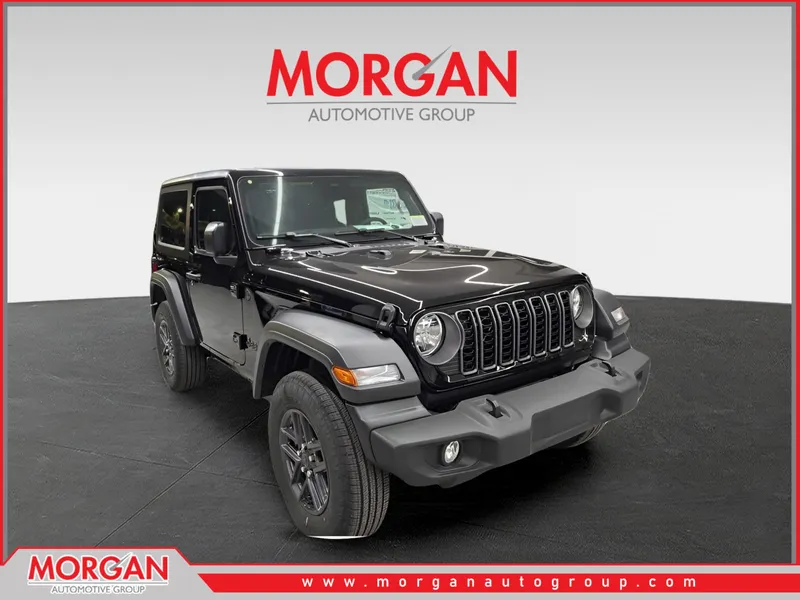 2026 Jeep Wrangler Sport S in Black Clearcoat — front three-quarter view