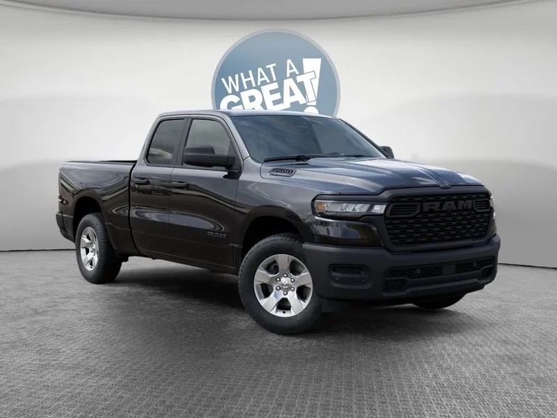 2026 RAM 1500 Tradesman in Diamond Black Crystal Pearl-Coat Exterior Paint — front three-quarter view