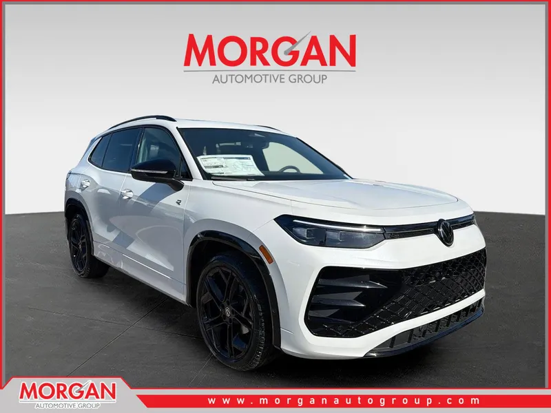 2026 Volkswagen Tiguan SE R-Line Black in White Pearl — front three-quarter view