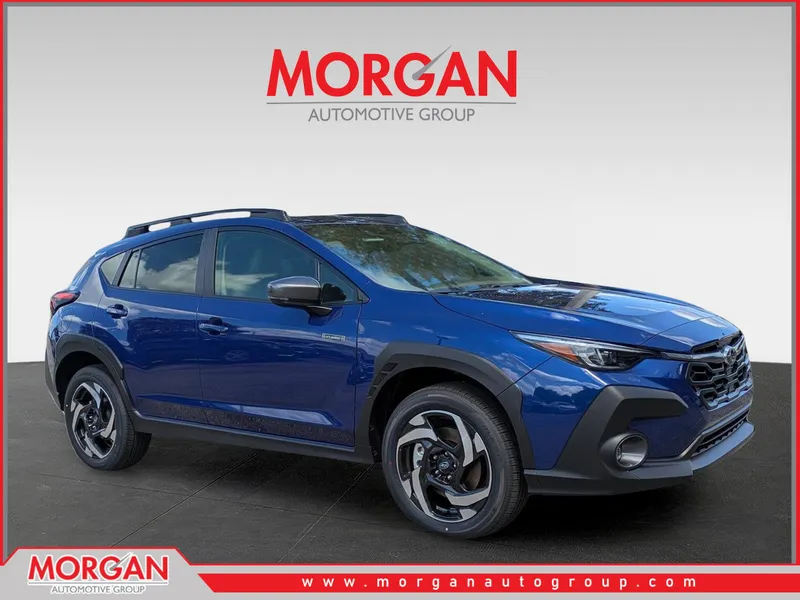 2026 Subaru Crosstrek Limited Hybrid in Sapphire Blue Pearl — front three-quarter view