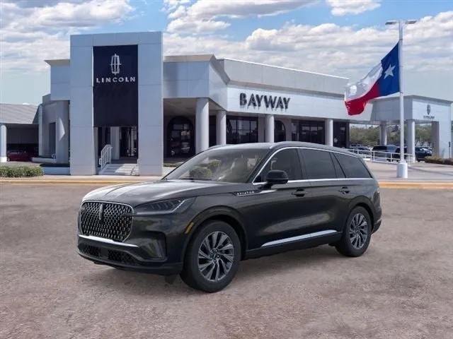 2026 Lincoln Aviator Premiere in Infinite Black Metallic Clearcoat — front three-quarter view