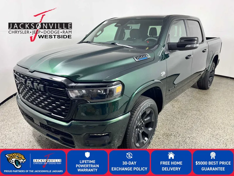 2026 RAM 1500 Big Horn in Serrano-Green Metallic Exterior Paint — front three-quarter view