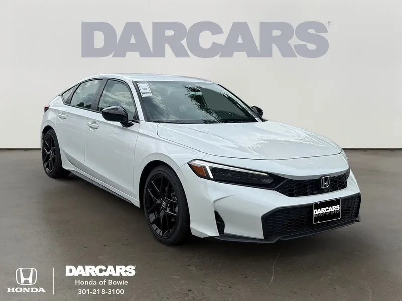 2026 Honda Civic Sport in Platinum White — front three-quarter view