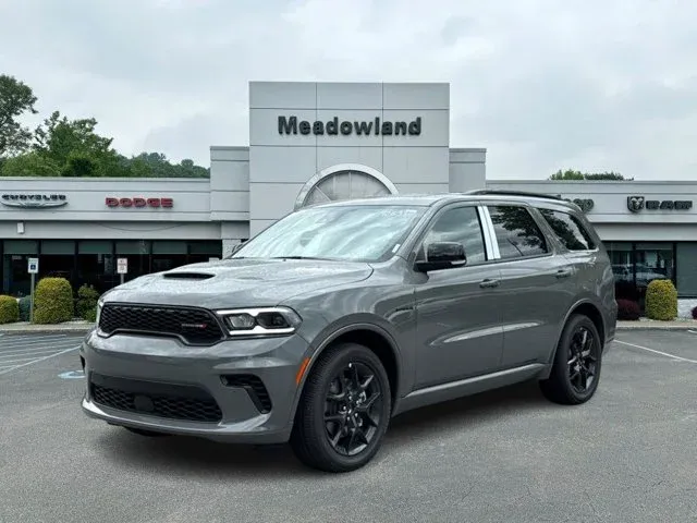 2026 Dodge Durango GT Plus HEMI V8 in Destroyer Gray Clear-Coat Exterior Paint — front three-quarter view