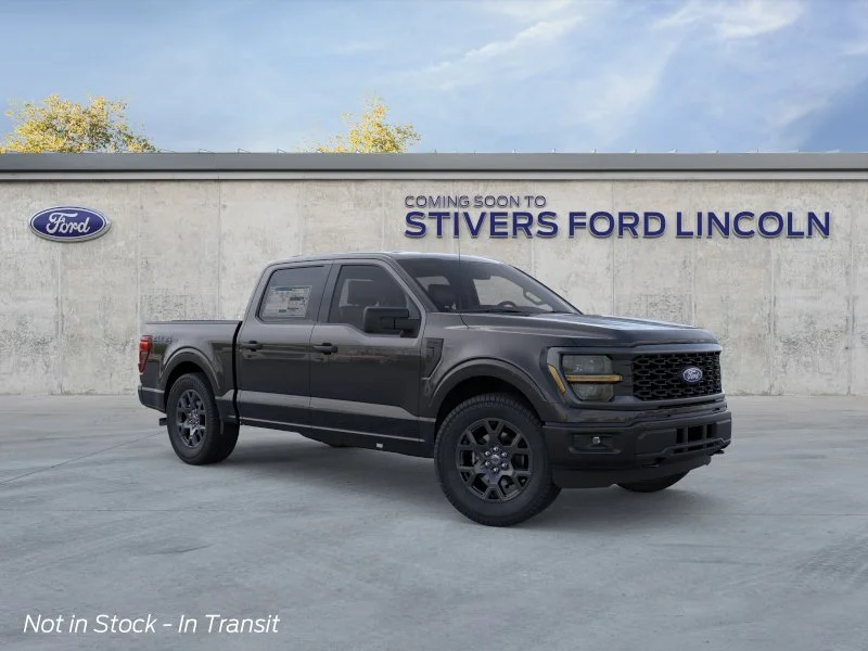 2026 Ford F-150 STX in Agate Black Metallic — front three-quarter view
