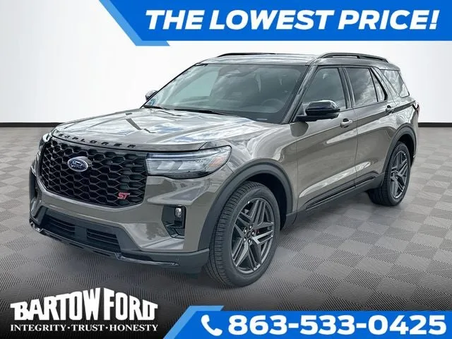 2026 Ford Explorer ST in Gray — front three-quarter view