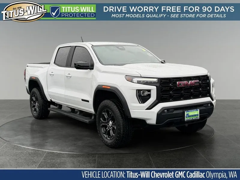 2023 GMC Canyon Elevation in Summit White — front three-quarter view