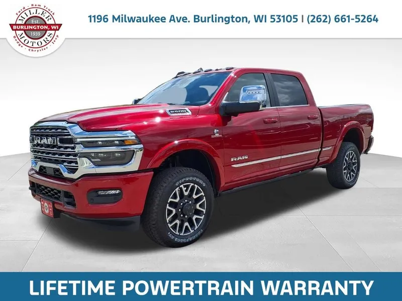 2026 RAM Ram 2500 RAM 2500 LIMITED CREW CAB 4X4 6'4' BOX in Molten Red Pearl-Coat Exterior Paint — front three-quarter view