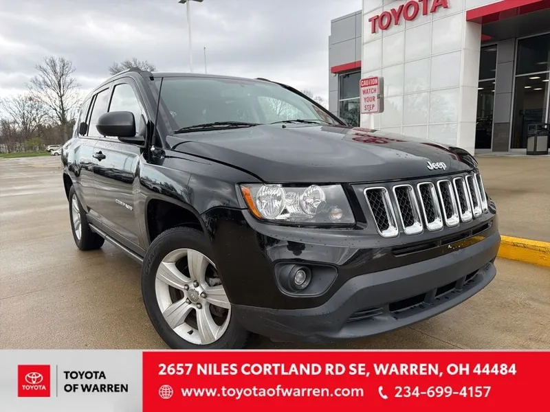 2016 Jeep Compass Sport in Black Clearcoat — front three-quarter view