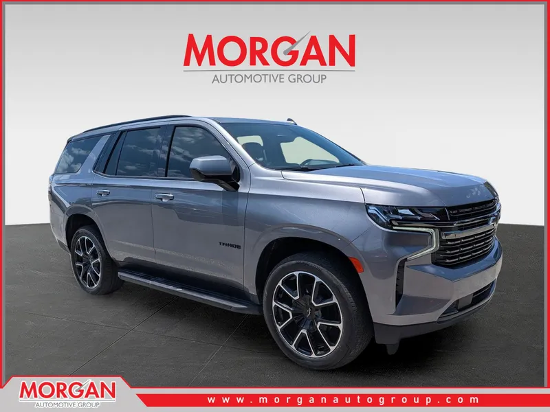 2021 Chevrolet Tahoe RST in Satin Steel Metallic — front three-quarter view