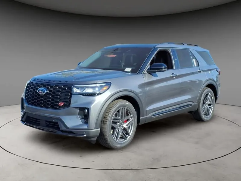 2026 Ford Explorer ST in Gray Metallic — front three-quarter view