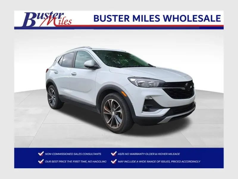 2020 Buick Encore GX Select in Summit White — front three-quarter view