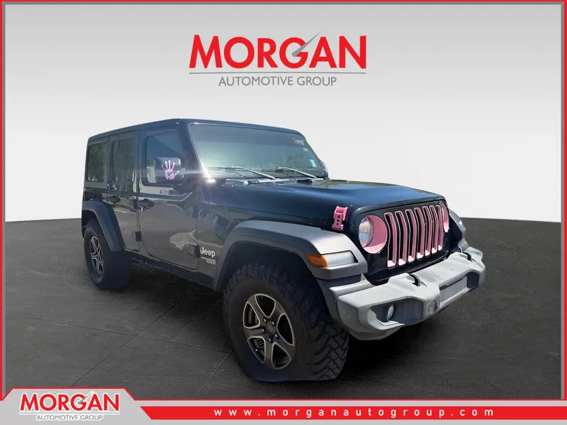 2019 Jeep Wrangler Unlimited Sport S in Black — front three-quarter view