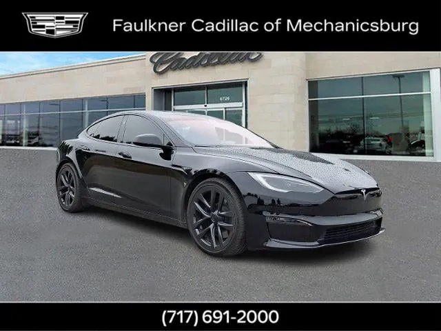 2022 Tesla Model S Base in Solid Black — front three-quarter view