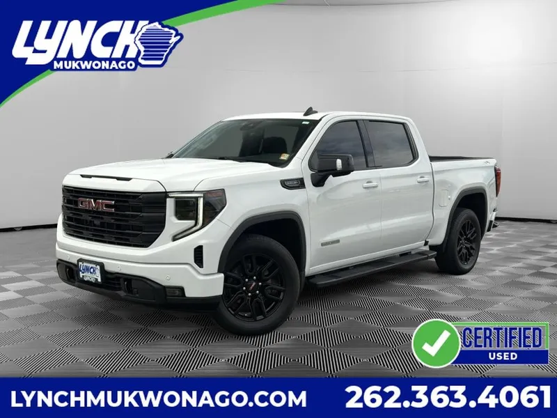 2024 GMC Sierra 1500 Elevation in Summit White — front three-quarter view