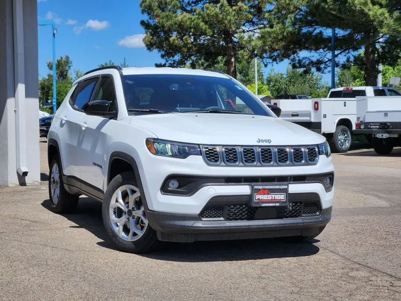 2026 Jeep Compass COMPASS LATITUDE 4X4 in Bright White Clear-Coat Exterior Paint — front three-quarter view
