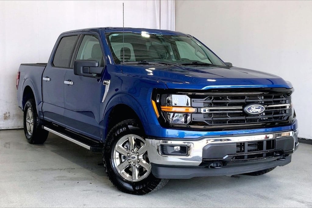 2025 Ford F-150 in Blue Metallic — front three-quarter view