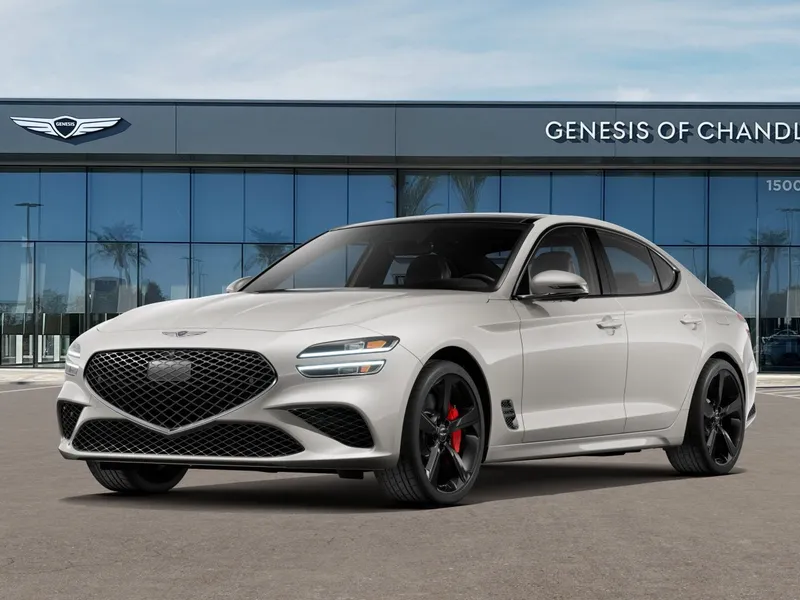 2026 Genesis G70 3.3T SPORT PRESTIGE in Vatna Gray — front three-quarter view