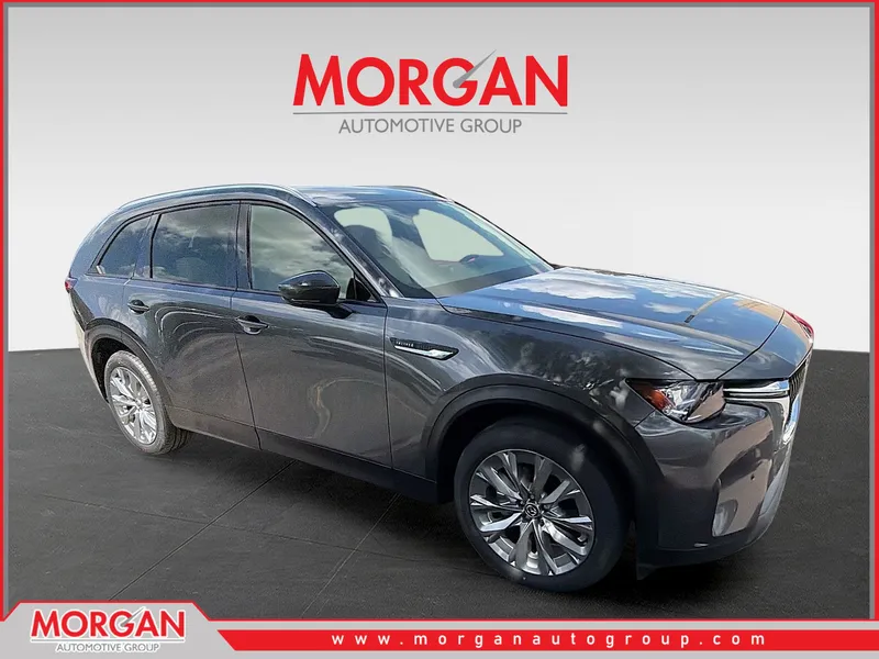2026 Mazda CX-90 Preferred in Machine Gray Metallic — front three-quarter view