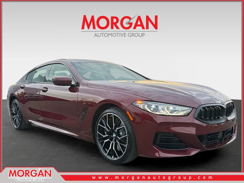 2026 BMW 8 Series 840i in Aventurin Red Metallic — front three-quarter view