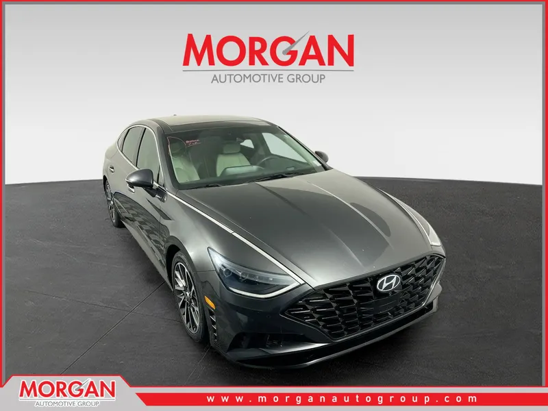 2021 Hyundai Sonata Limited in Portofino Gray — front three-quarter view