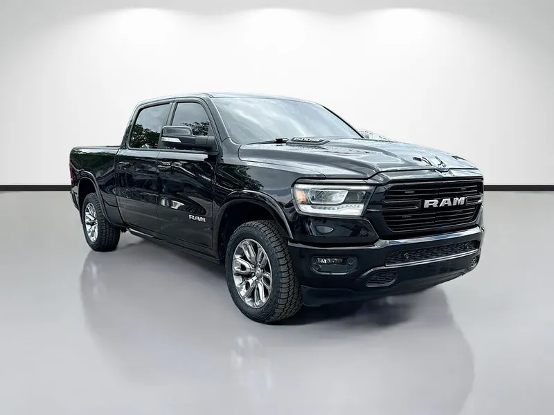 2019 Ram 1500 Laramie in Black — front three-quarter view