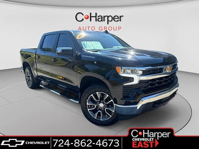 2024 Chevrolet Silverado 1500 LT (2FL) in Black — front three-quarter view
