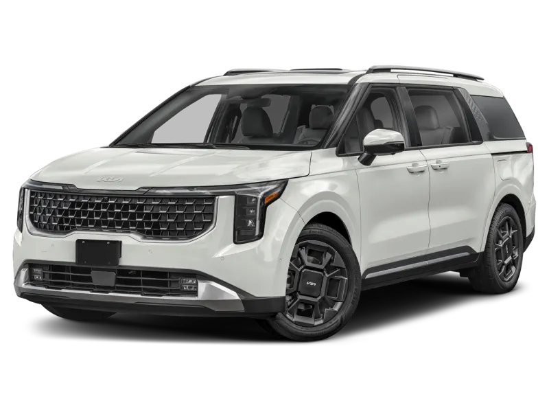 2026 Kia Carnival SX in Ivory Silver — front three-quarter view