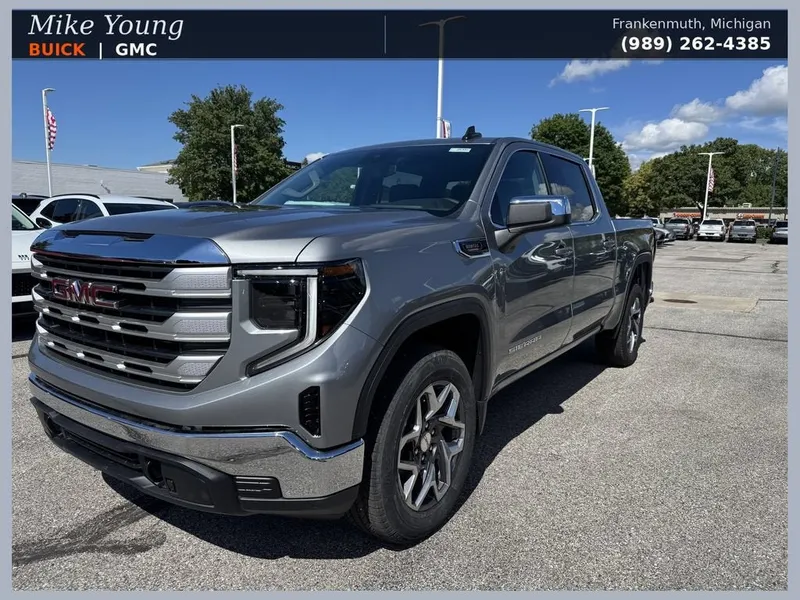 2026 GMC Sierra 1500 SLE in Sterling Metallic — front three-quarter view