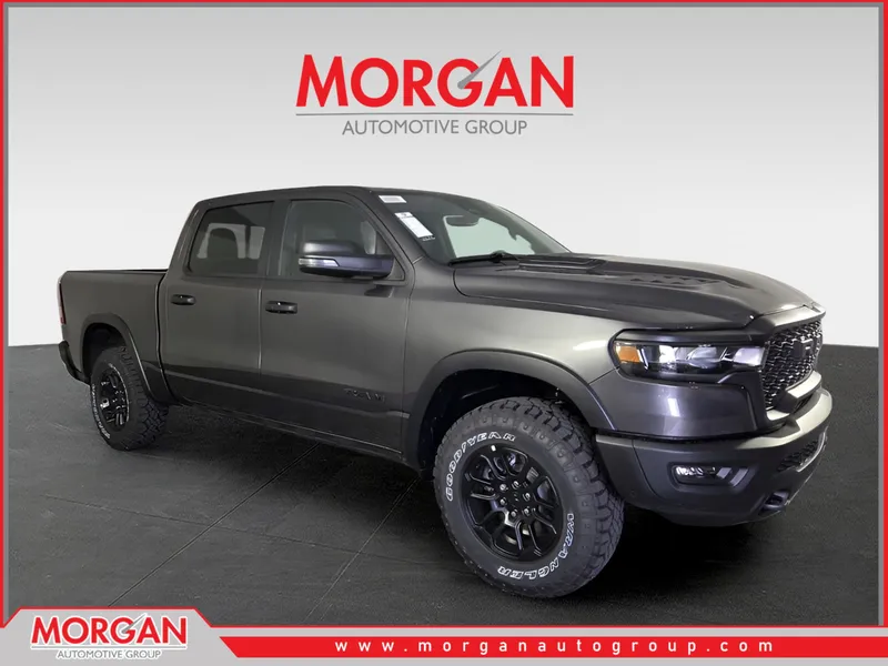 2026 Ram 1500 Rebel in Gray — front three-quarter view
