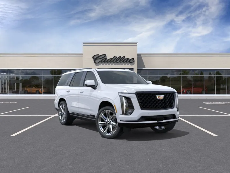 2026 Cadillac Escalade Sport in Vibrant White Tricoat — front three-quarter view
