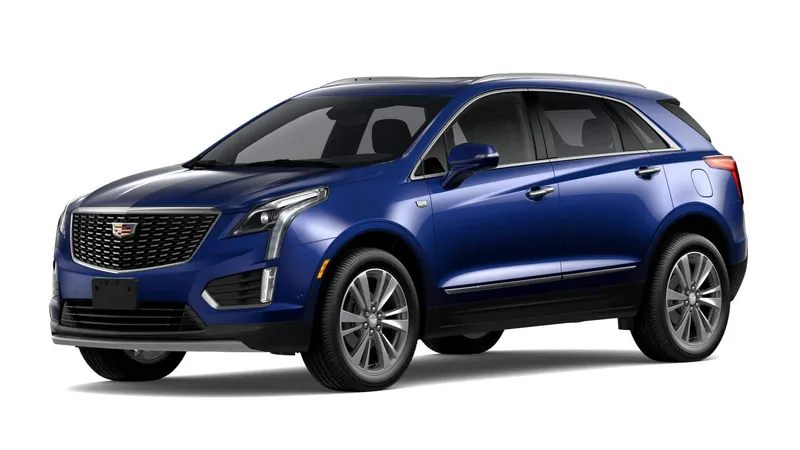 2026 Cadillac XT5 Premium Luxury in Opulent Blue Metallic — front three-quarter view
