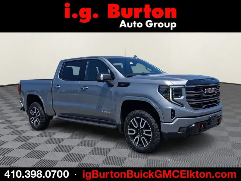 2026 GMC Sierra 1500 AT4 in Sterling Metallic — front three-quarter view