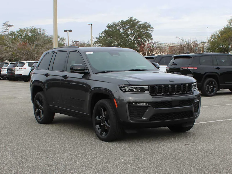 2026 Jeep Grand Cherokee Limited in Baltic Gray Metallic Clear-Coat Exterior Paint — front three-quarter view