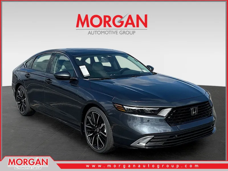 2026 Honda Accord Hybrid Touring in Meteorite Gray Metallic — front three-quarter view