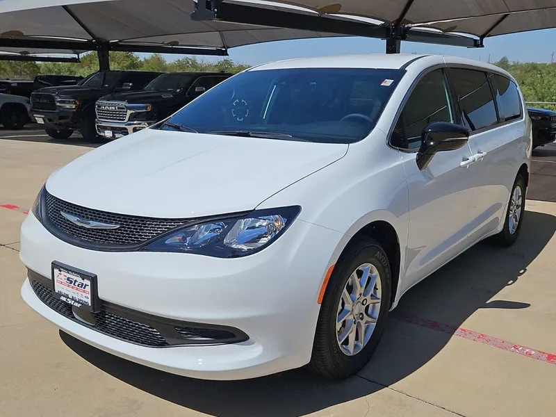 2027 Chrysler Pacifica LX in Bright White Clearcoat — front three-quarter view