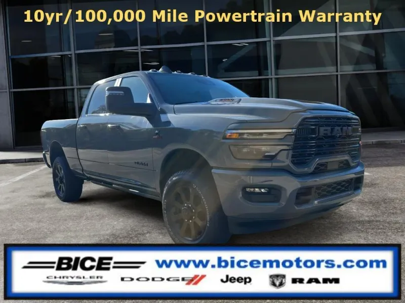 2026 RAM Ram 2500 LARAMIE CREW CAB 4X4 in Ceramic Gray Clear-Coat Exterior Paint — front three-quarter view