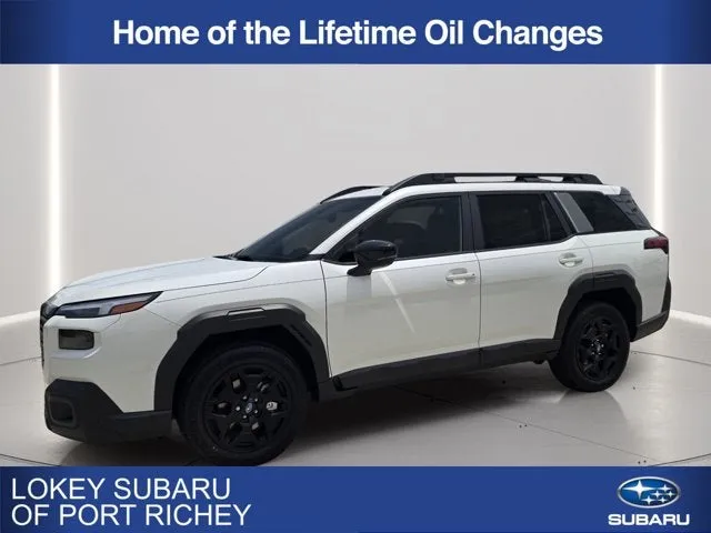 2026 Subaru Outback Limited in Crystal White Pearl — front three-quarter view
