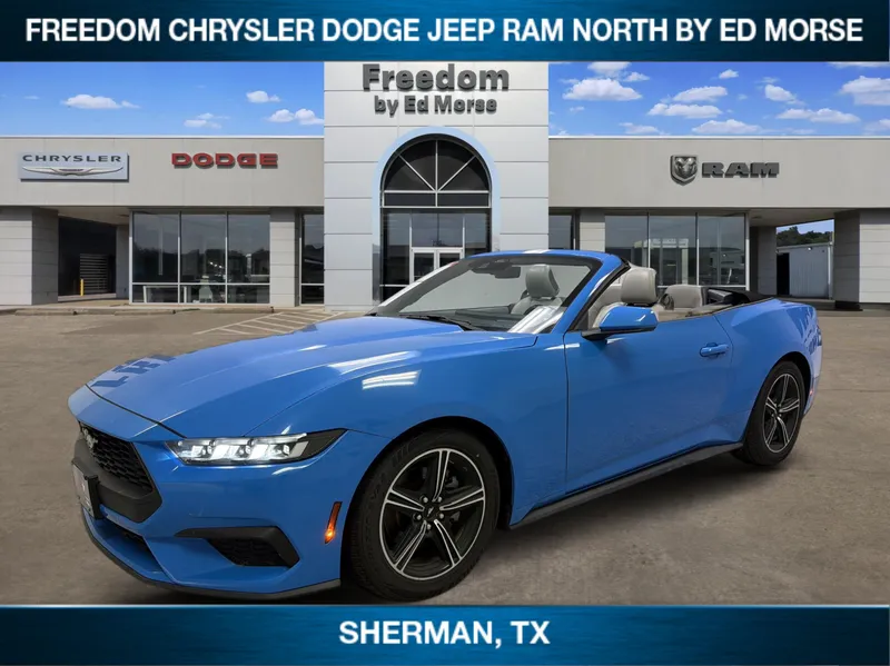2024 Ford Mustang EcoBoost Premium in Grabber Blue Metallic — front three-quarter view