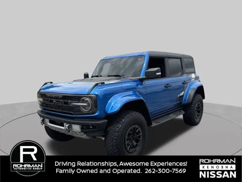 2024 Ford Bronco Raptor in Blue Metallic — front three-quarter view