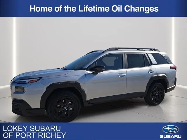 2026 Subaru Outback Limited in Ice Silver Metallic — front three-quarter view