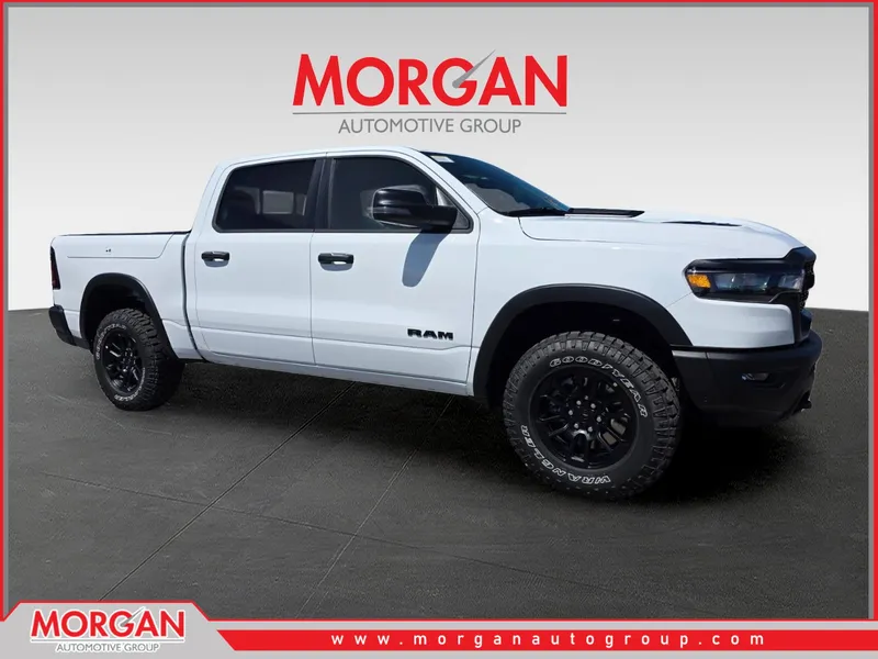 2026 Ram 1500 Rebel in White — front three-quarter view