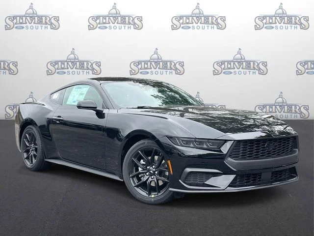 2026 Ford Mustang EcoBoost in Black — front three-quarter view