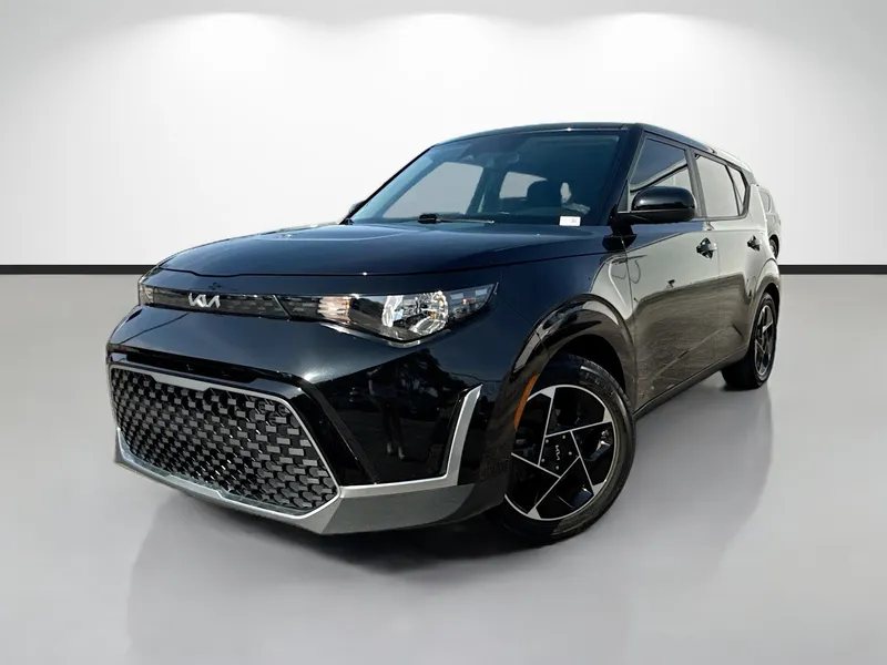 2023 Kia Soul EX in Fusion Black — front three-quarter view