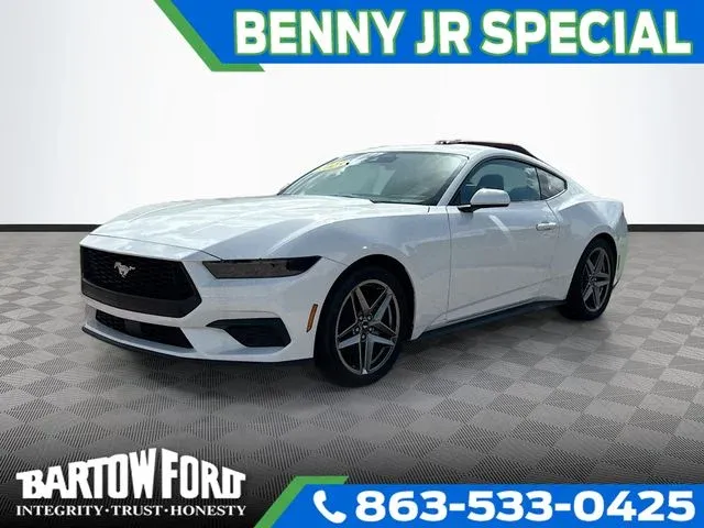 2025 Ford Mustang EcoBoost in Oxford White — front three-quarter view