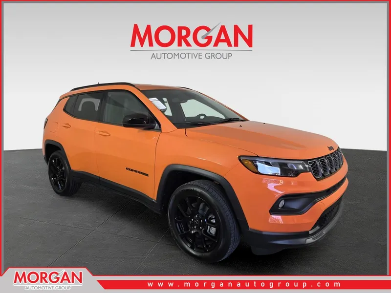 2026 Jeep Compass Latitude in Orange — front three-quarter view