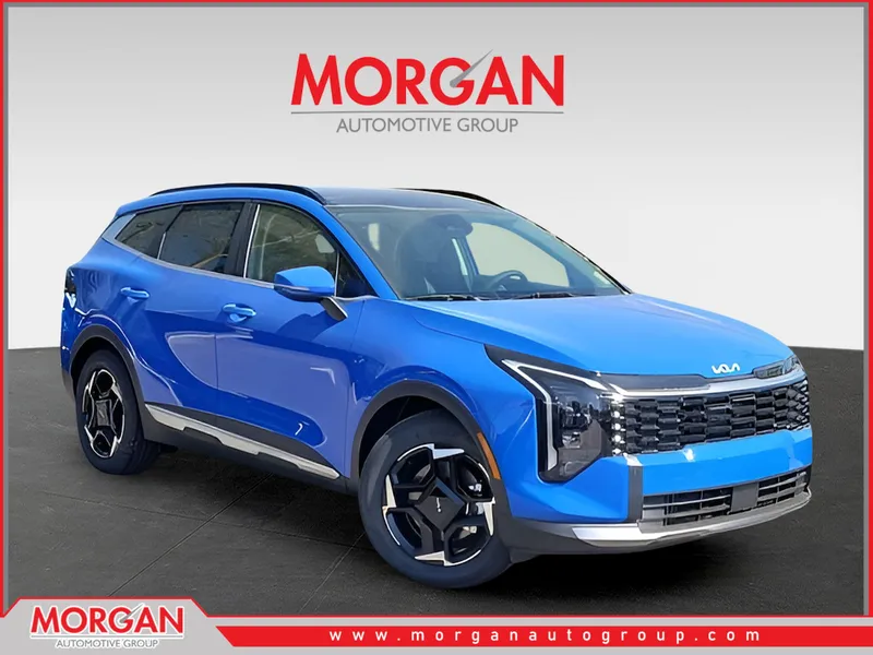 2026 Kia Sportage EX in Blue — front three-quarter view
