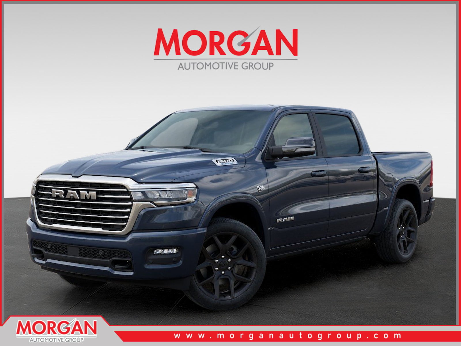 2026 Ram 1500 Laramie in Blue — front three-quarter view