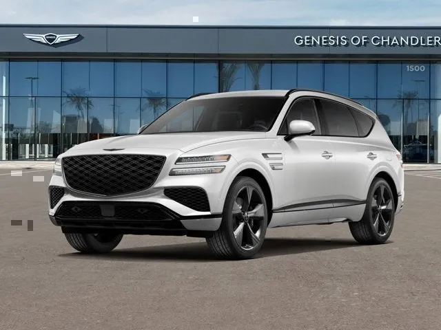 2026 Genesis GV80 3.5T Prestige Black in Uyuni White — front three-quarter view