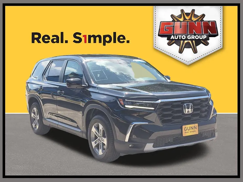 2024 Honda Pilot EX-L 7 Passenger in Crystal Black Pearl — front three-quarter view